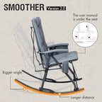 Portal Oversized Padded Folding Rocking Camping Chair Outdoor 400 LBS | Padded Folding Rocking Camping Chair Recliner Portable Heavy Duty Hard Armchair Rocker for Patio, Lawn and Outdoor