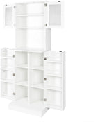 71" Kitchen Pantry Cabinet, Tall Storage Cabinet with Microwave Stand, Freestanding Farmhouse Pantry Cupboard Cabinet with Doors and Adjustable Shelves, for Kitchen, Dining Room, White