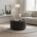 Zihanhome 30 Inch Round Storage Ottoman, Ottoman Coffee Table with Lift Off Lid, Boucle Modern Ottomans with Storage for Living Room, Bedroom, Apartments (Grey)