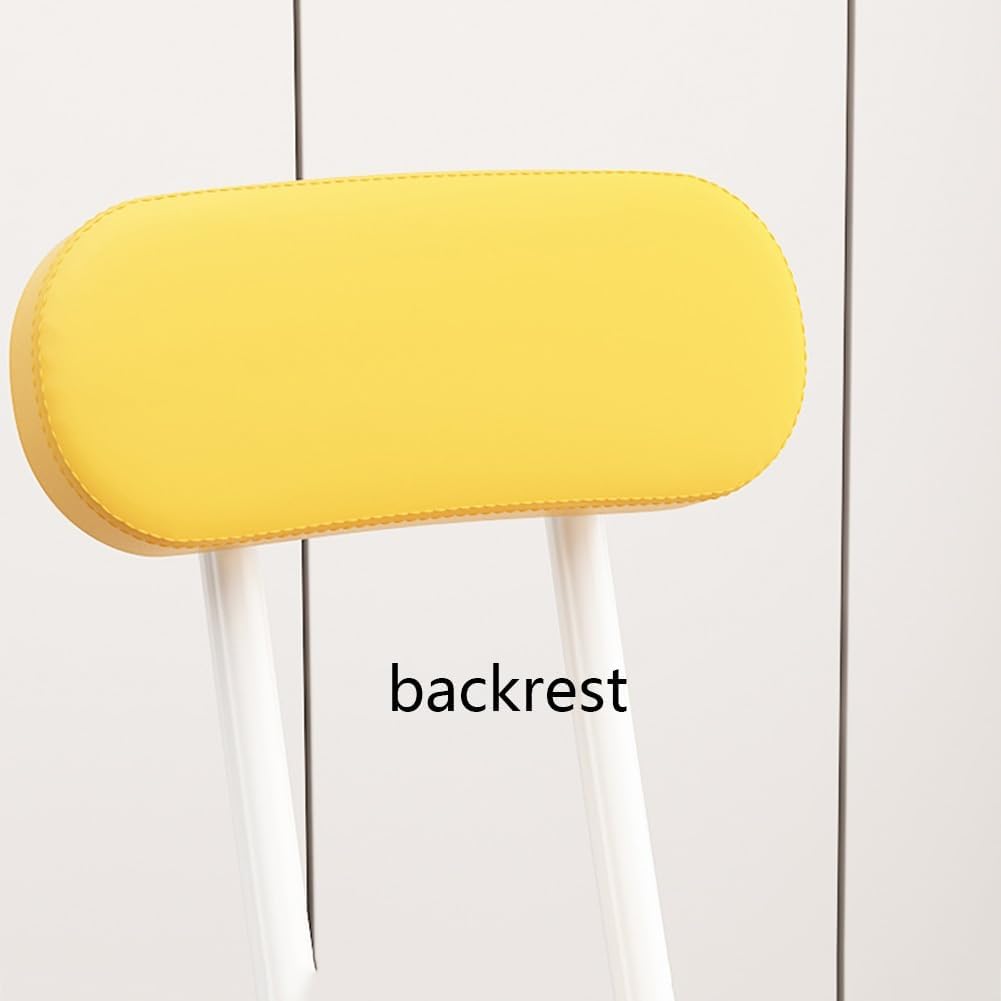 Folding Stool with Backrest, Cushioned Padded Leather Round Portable Foldable Bar Stool Chair for Kitchen(Orange)