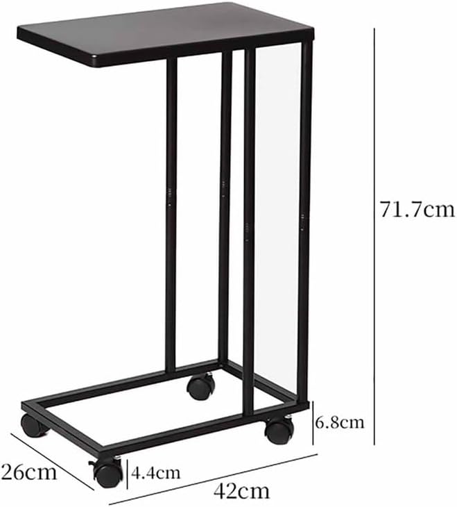 C-Shaped Sofa Side Table, Couch Side Tables That Slide Under, C Table End Table with Wheels, Strong Load-Bearing Capacity and User Friendly Design for Living Room and Bedroom Use,Black