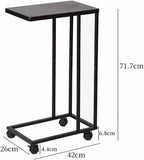 C-Shaped Sofa Side Table, Couch Side Tables That Slide Under, C Table End Table with Wheels, Strong Load-Bearing Capacity and User Friendly Design for Living Room and Bedroom Use,Black