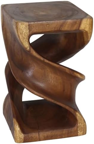 Haussmann Sculptural Double Twist Table, Solid Rain Tree Wood, Walnut‑Tone Oil