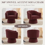 Swivel Accent Chair Set of 2, Modern Velvet Barrel Chair for Living Room | Cozy Barrel Chairs with Curved Backrest,a smoothly rotating metal base,Upholstered Armchair for Small Spaces, Bedroom,RED
