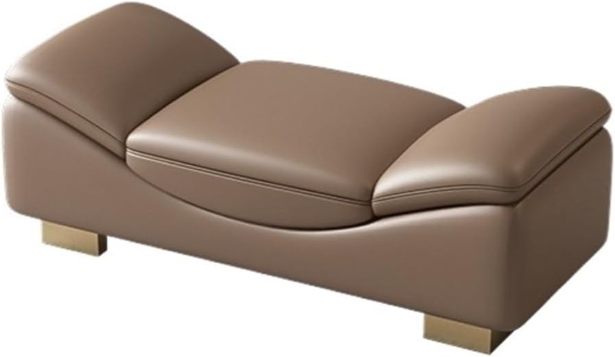 Modern End of Bed Bench, Indoor Entryway with Metal Legs, Cushioned Ottoman for Living Room, Bedroom, Dining, Hallway Entryway(Brown,150 * 50 * 50cm)