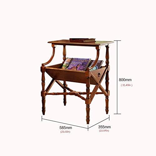 Telephone Table, Solid Magazine Rack/Sofa Side End Table,Living Room Newspaper Rack,Telephone Side Table,Cabinet with Bottom Shelf Storage(Color:Maroon,Size:23.0313.9731.