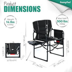 SUNNYFEEL Oversized Directors Camping Chair for Adults with Side Table | Padded Portable Folding Camp Chair Support 300LBS with Cup Holder, Side Pocket & Carry Bag, Black for Camping, RV, Lawn, Fish