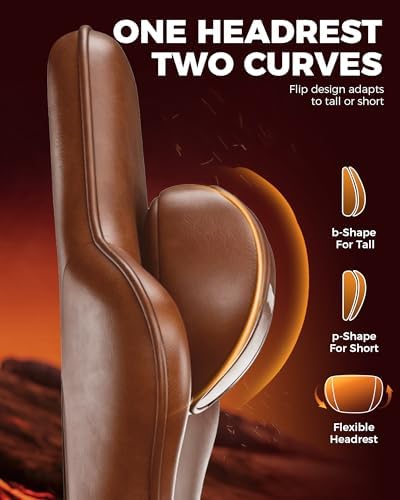 GTPLAYER Big and Tall Gaming Chair with Footrest, Ergonomic Office Desk Chair with 4.4in Thick Cushion and Wide Wingless Seat, Comfortable Leather Computer Chair, Predator Series, Chocolate Brown