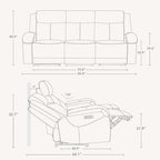 Watson & Whitely Genuine Leather Power Recliner Sofa & Loveseat Set, Cream | Wall Hugger Reclining Sofas, Power Headrest, Center Storage Console, Charging Ports, Cup Holders, Living Room Furniture Set