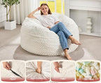 Hobestluk Bean Bag Chair Convertible 3 in 1 Beanbag Washable Giant Adult | Large,Memory Foam Filling,Plush Lounge,Bean Bag Bed ,Removable Cover,Living Room Bedroom Dorm,Sleeping ,Full,White