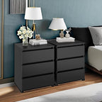 FOTOSOK Nightstands Set of 2, Black Nightstand with 3 Drawers for Bedroom | Black Nightstand Set of 2 for Bedroom, Handless Bedside Table with Silent Design, Side End Table for Small Spaces/Apartment