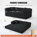 79" Sofa Bed,Convertible Futon Sofa Bed, Couch for Living Room | 6-In-1 Convertible Sofa Bed,Corduroy Futon Sleeper Sofa,Modular Pull Out Couches for Bedroom,Lounge,No Assembly Black Couch