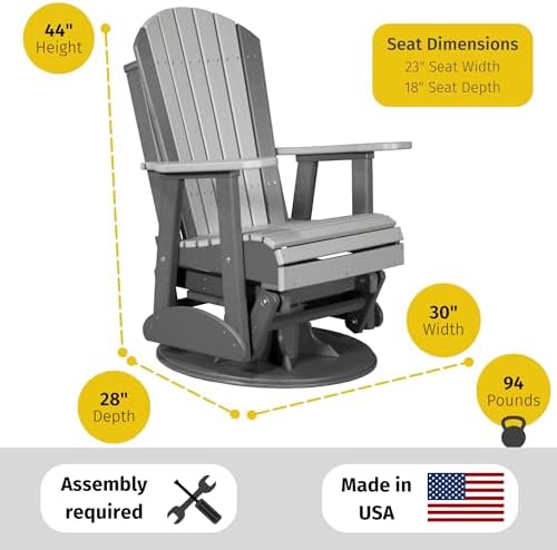 LuxCraft 2' Adirondack Swivel Glider - Available in 14 Colors, Dove Gray and Slate