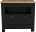Kitchen Island Geneva Black Macadamia with Multicolor | Spacious 40.5" x 27.5" Macadamia countertop with surface