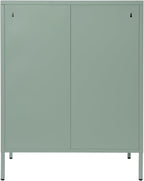 Accent Cabinet with Glass Doors – 3 Tier Storage, Modern Coffee Bar Station Pantry Cupboard Accent Cabinet for Kitchen Living Room Bedroom Bathroom, 31.5"x15.8"x40"(Green)
