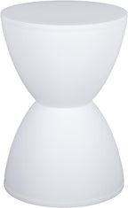 Hourglass Shaped Stool, Modern Round End Table Indoor/Outdoor Stool or End Table for Patio, Balcony, Poolside, Entryway, or Living Room 43x30cm (White)
