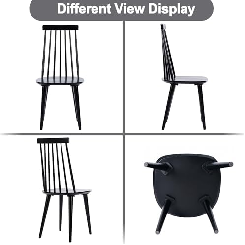 DUHOME Dining Chairs Set of 2 Wood Dining Room Chair Black Spindle Side Kitchen Room Country Farmhouse Chairs Black