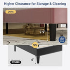 Allewie Full Bed Frame, Velvet Upholstered Bed with Adjustable Headboard