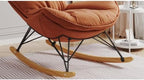 Single Rocking Chair with Ottoman for Adult, Accent Armchair for Balcony Lounge, Breathable Lounge Sofa with Removable Washable Cushion, Brown