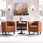 Yaheetech Barrel Accent Chairs Set of 2, Modern Armchairs, Brown