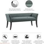 Madison Park Accent Bench, Upholstered with Nailhead Trim, & Padded Seat Entryway Bench Small, End of Bed Bench with Back, 49.5" W x 19.25" D x 23" H, Slate Blue