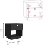 1 Drawer Nightstand, Open Lower Shelf,for Small Spaces