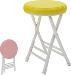 20" Home Folding Stool Collapsible Padded Bar Stool Round Kitchen Stools No Back Portable Breakfast Chairs PU Leather for Kitchen Breakfast Cafe(Yellow)