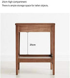 Telephone Table, Side Table with Drawer,Solid Wood Nightstand,Sofa Telephone Tables,Small Living Room Coffee Table,Double-Layer Storage,Walnut Color(