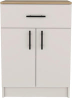 Multistorage Pantry Cabinet, One Drawer, Two Interior Shelves Ivory - Natural Oak