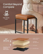 VASAGLE Bar Stools Set of 4, Counter Height, PU Leather, 26-Inch | Mid-Century Modern Bar Stool with Stitching, Kitchen, Home Bar, Dining Room, Caramel Brown, EKHO Collection ULBC286K01
