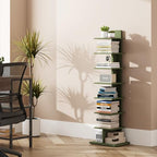 TUTOTAK Book Shelf, Narrow Spine Bookshelf, 8-Tier Bookcase for Small Space