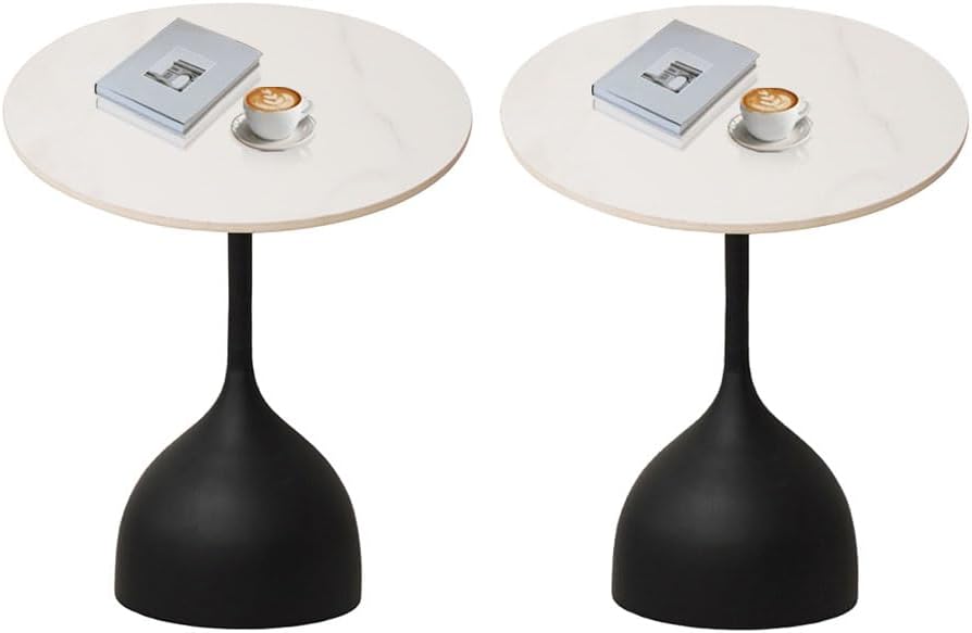 Side Table with Marble Top Metal End Table Modern Sofa Side End Table Outdoor Coffee Round Side Desk for Couch Living Room Bedroom New