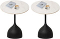 Side Table with Marble Top Metal End Table Modern Sofa Side End Table Outdoor Coffee Round Side Desk for Couch Living Room Bedroom New