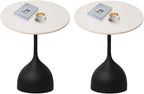 Side Table with Marble Top Metal End Table Modern Sofa Side End Table Outdoor Coffee Round Side Desk for Couch Living Room Bedroom New