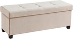 Ornavo Home 43" Large Storage Ottoman Bench with Legs, Beige | Foot Rest Stool; Ottoman with Hidden Storage; Ideal for Bedroom, Living Room, Entryway or Home Office