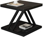 Telephone Table, Nordic Modern Square Side Table Living Room Sofa Coffee Table Telephone Table Bedroom Bedside Table 2-Tier Storage Table(Black