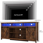 70" LED Farmhouse TV Stand for 80/75/70 Inch TVs,Tall Entertainment Center Storage Cabinets w/Power Outlets and Sliding Barn Door,Rustic TV Stands for Living Room,Media Console Cabinet (Brown)