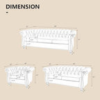AVZEAR 84" Chesterfield Sofa 3-Seater, Classic Roll Arm PU Leather Couch with Button Tufted Back, Stain Resistant Upholstered Settee Large Sofa for Living Room, Black