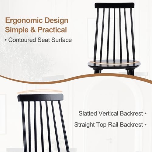 DUHOME Dining Chairs Set of 2 Wood Dining Room Chair Black Spindle Side Kitchen Room Country Farmhouse Chairs Black
