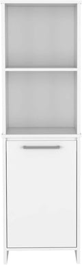 FM FURNITURE White Pantry Cabinet with Adjustable Shelves, Manufactured Wood, Tall Kitchen Pantry Storage Cabinet with Door