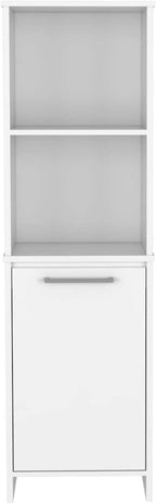 FM FURNITURE White Pantry Cabinet with Adjustable Shelves, Manufactured Wood, Tall Kitchen Pantry Storage Cabinet with Door