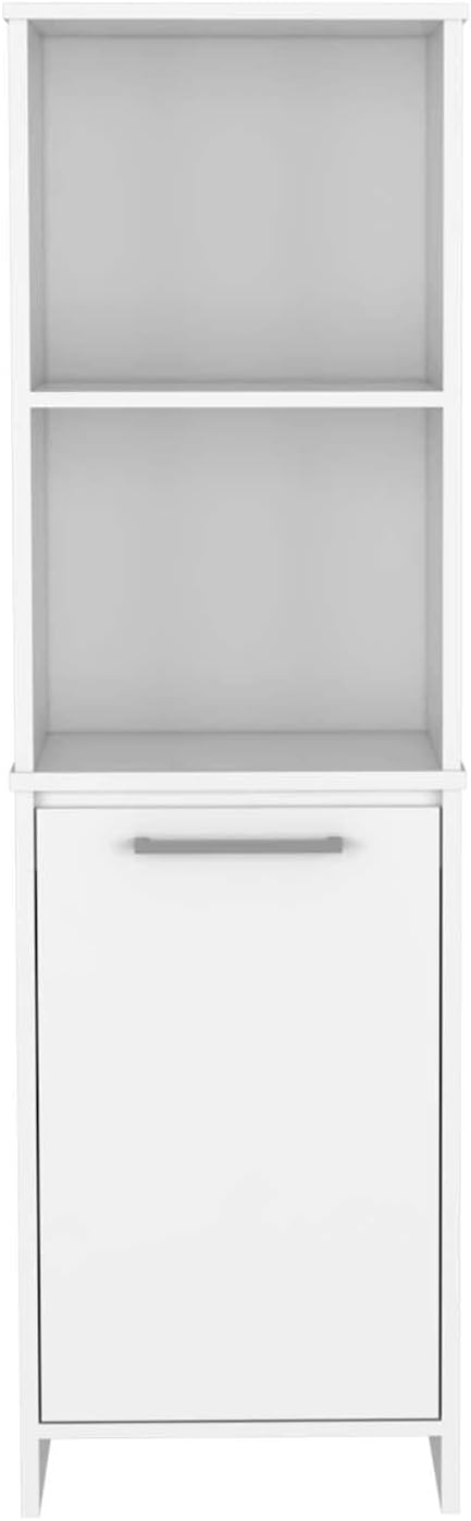 FM FURNITURE White Pantry Cabinet with Adjustable Shelves, Manufactured Wood, Tall Kitchen Pantry Storage Cabinet with Door