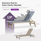 PURPLE LEAF Oversize Chaise Lounge Champagne Frame Set of 2, Dark Blue | 3-Year Color Retention PE Rattan, 2.4" Thickened Aluminum Frame, 16.14" Knee-Friendly Height, French-Inspired Style