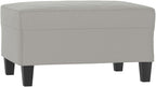 Modern Microfiber Footstool Light Gray 27.6x21.7x16.1 Inches, Sturdy Plywood Frame for Living Room or Bedroom