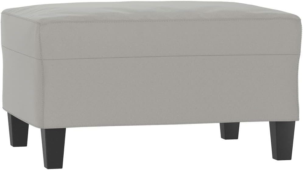 Modern Microfiber Footstool Light Gray 27.6x21.7x16.1 Inches, Sturdy Plywood Frame for Living Room or Bedroom