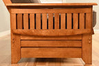 Phoenix Full Size Futon Couch with Linen Fabric Mattress Included - Wooden Frame - Solid Hardwood Construction