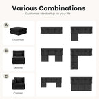Cloud Couch for LivingRoom,190" U Shaped Modular Sectional Couch with Storage Ottoman,Down Filled 9 Seater Convertible Sleeper Sofa Bed Oversized Furniture,Black