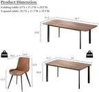 HIPIHOM Extendable Dining Table Set for 8, Walnut Kitchen Table with Chairs | 63"- 78.7" Adjustable Walnut Dinner Table, Metal Base, Dining Room Table with 8 PU Leather Chairs, Seats 6-8 for Apartment
