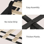 GarveeHome King Size Velvet Upholstered Platform Bed Frame, Black