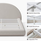 RECCI AirFrame Half-Moon Upholstered King Platform Bed Frame